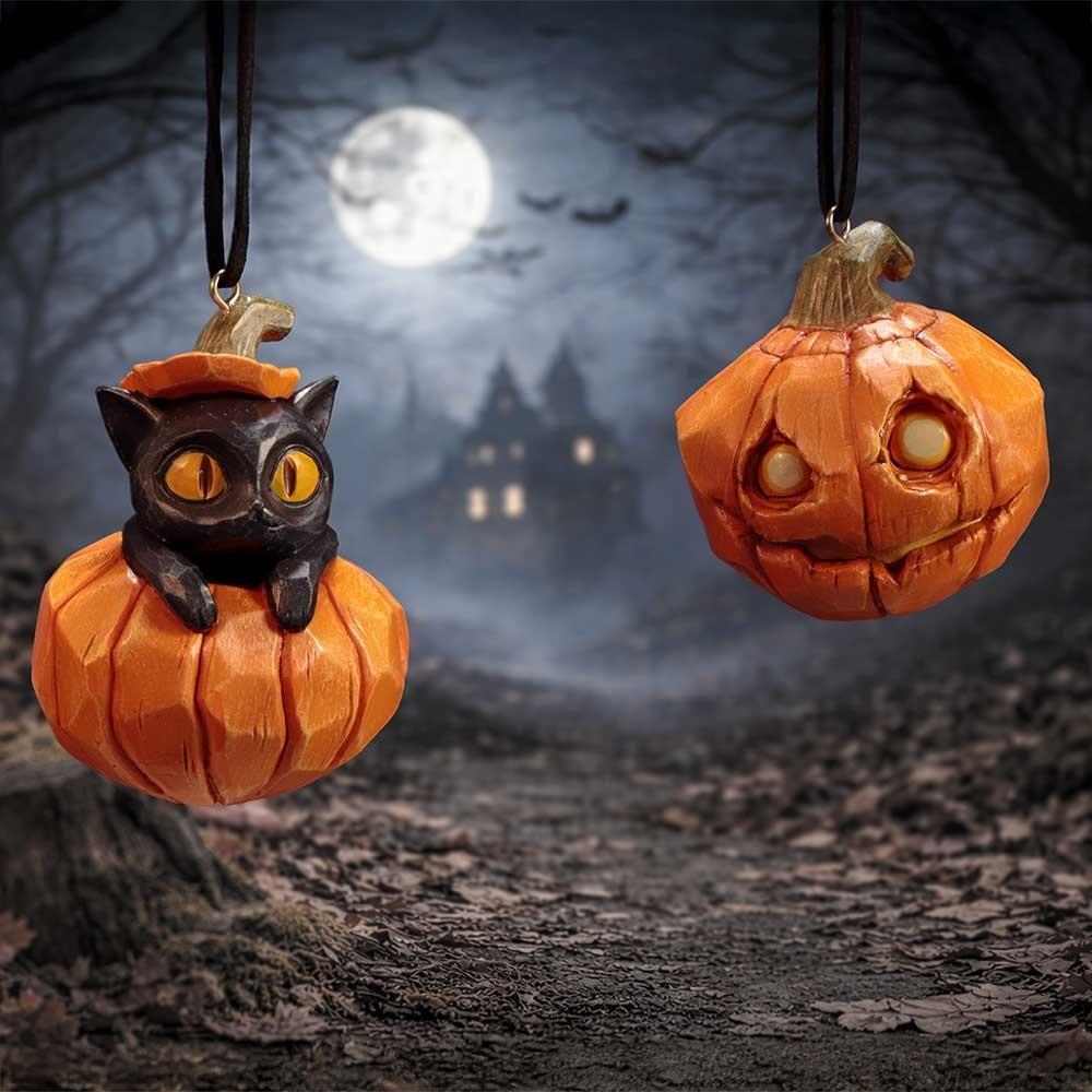 Nemesis Now - Pumpkin and Patch Hanging Ornaments (Set of 2) Christmas bauble - Multicolours